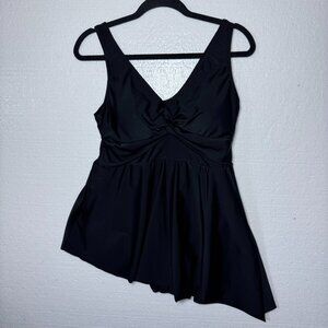 Torrid Womens Plus Sz 1 1X Black Asymmetrical One Piece Swim Dress Bathing Suit